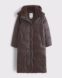 Vegan Leather Long Puffer