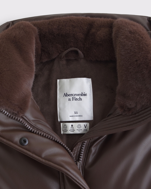 Women's Vegan Leather Long Puffer | Women's Clearance
