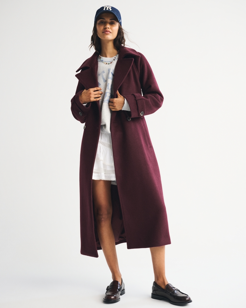 A&F Carrie Wool-Blend Trench Coat