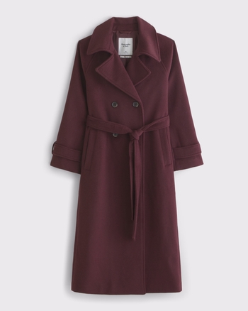 Women's A&F Carrie Wool-Blend Trench Coat | Women's Coats & Jackets | Abercrombie.com