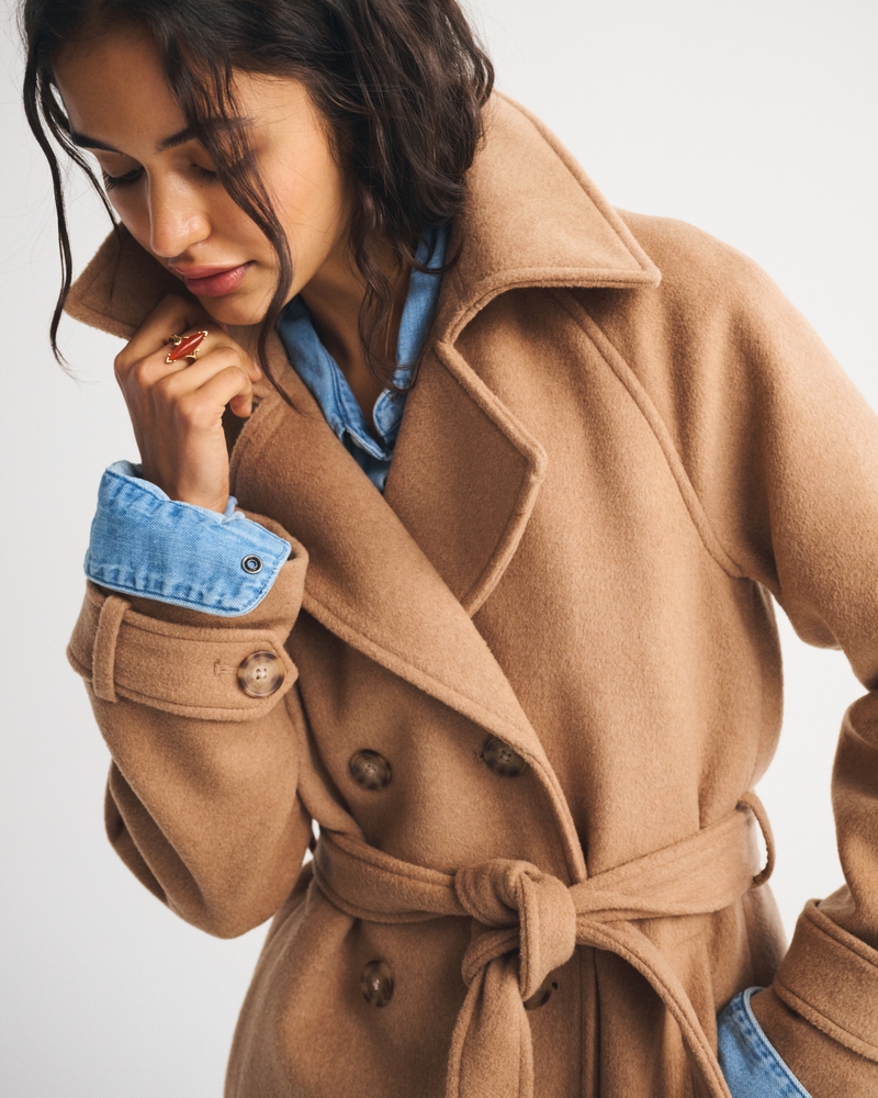 A&F Carrie Wool-Blend Trench Coat
