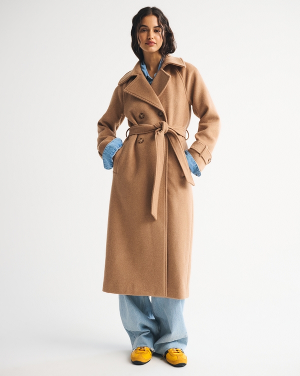 A&F Carrie Wool-Blend Trench Coat