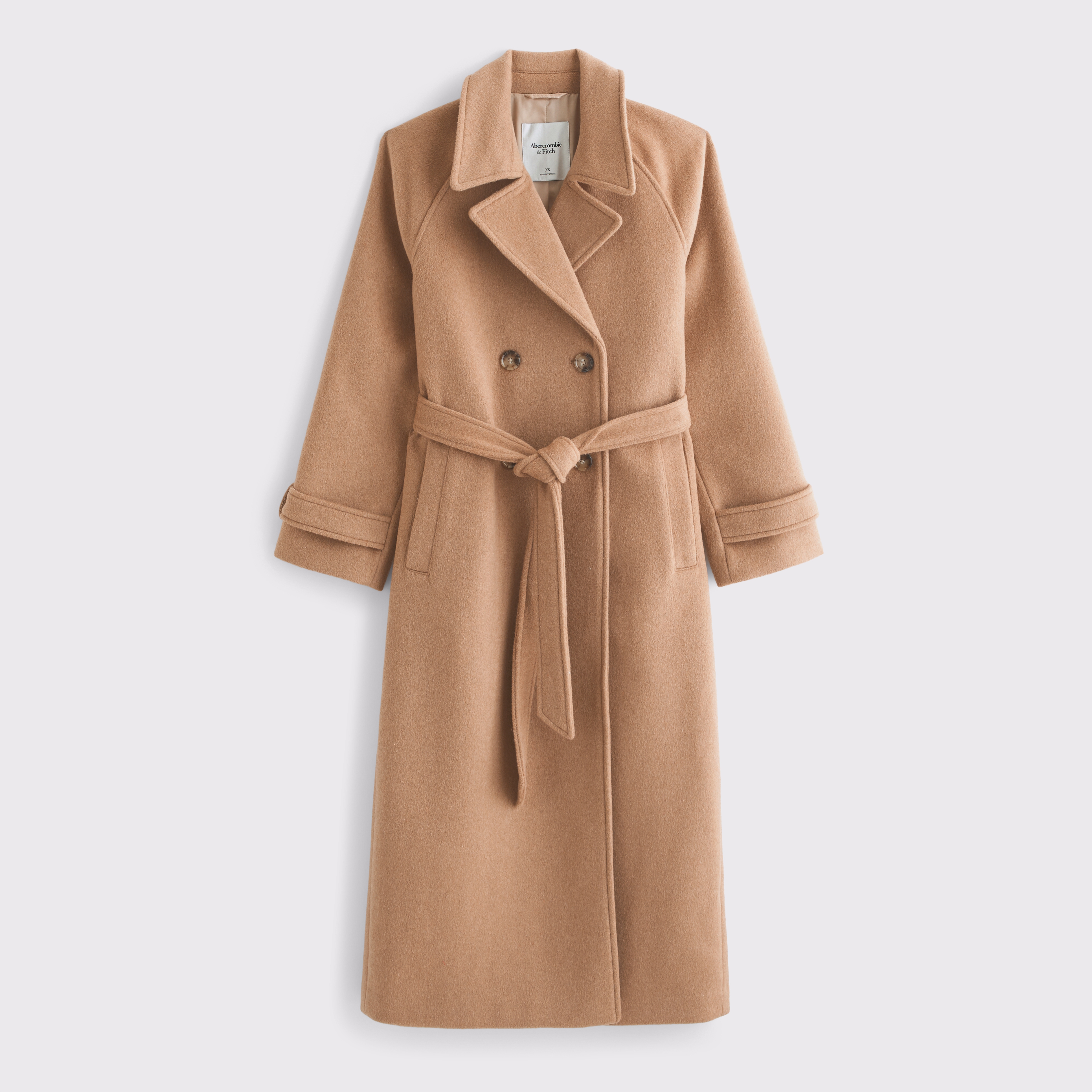 Abercrombie & Fitch A&f Carrie Wool-blend Trench Coat In Brown