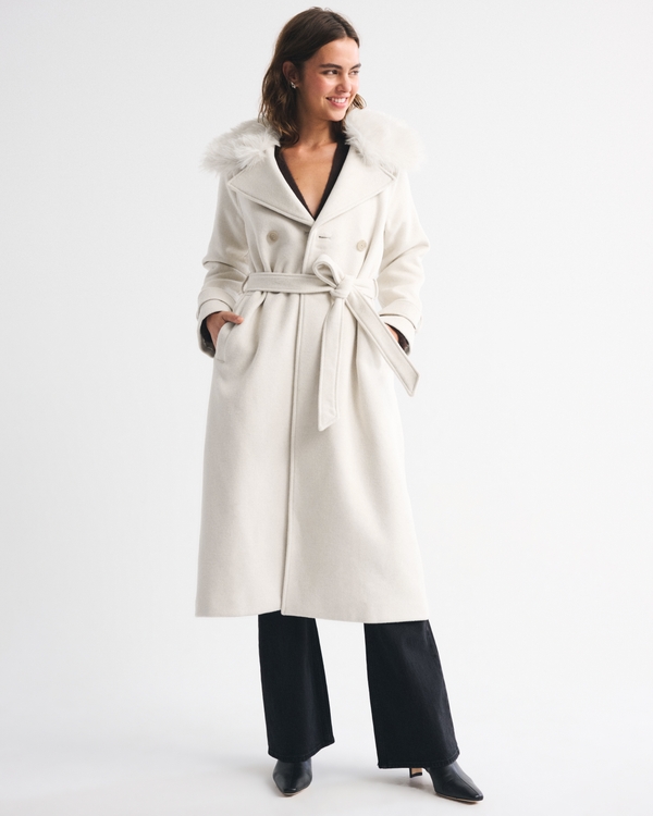 A&F Carrie Wool-Blend Trench Coat