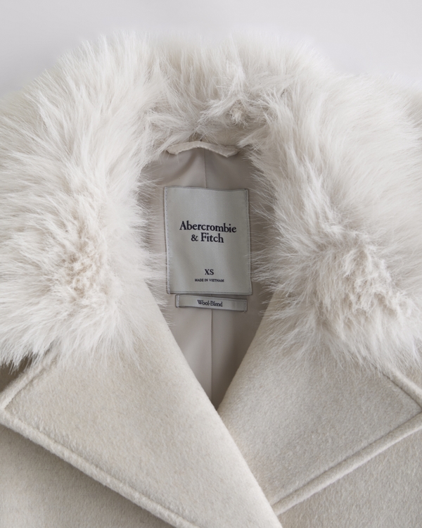 A&F Carrie Wool-Blend Trench Coat, Cream view 1