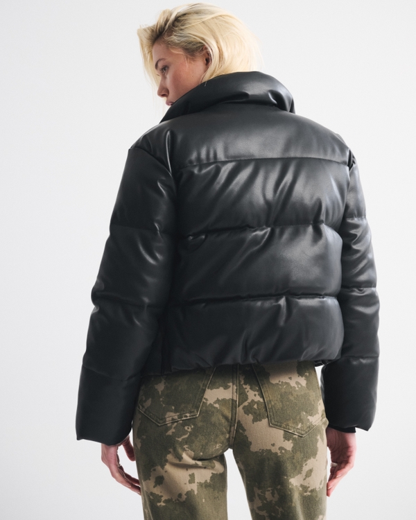 Vegan Leather Short Puffer