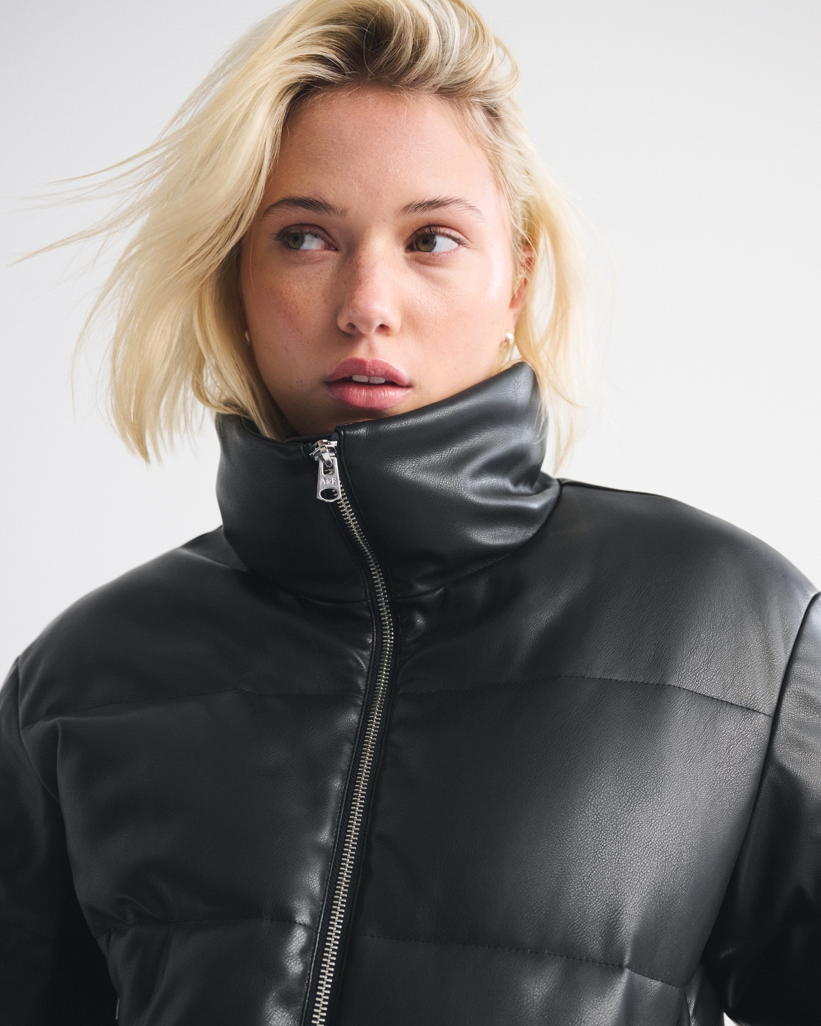 Vegan Leather Short Puffer