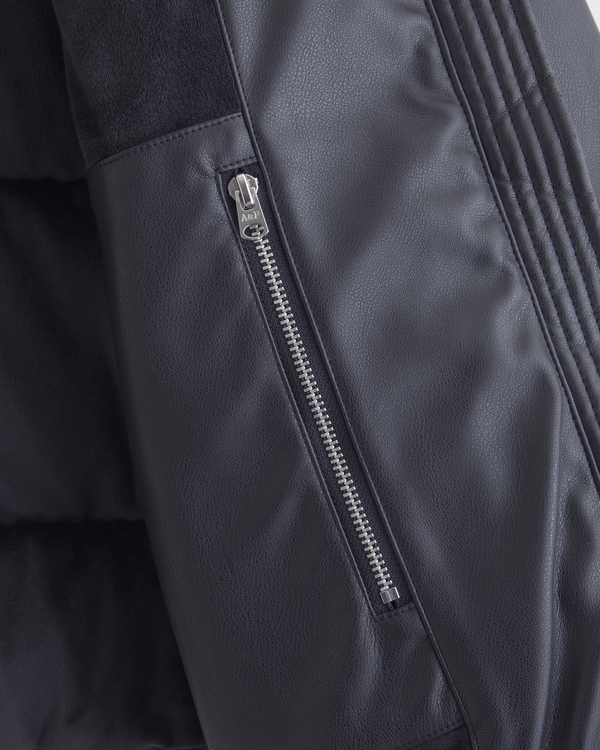 Women's Vegan Leather Short Puffer | Women's Clearance