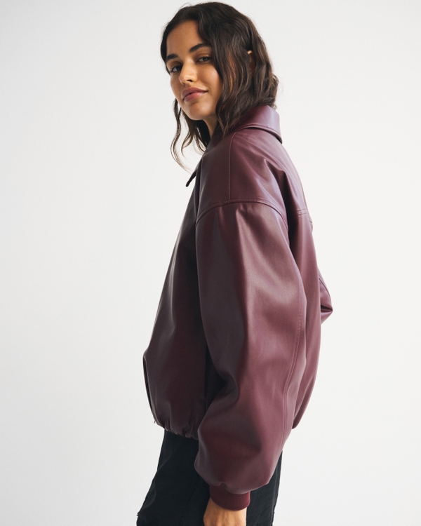 Vegan Leather Bubble Hem Coat