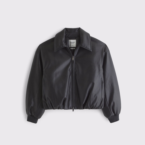 Женские куртки Abercrombie & Fitch Vegan Leather Bubble Hem Coat