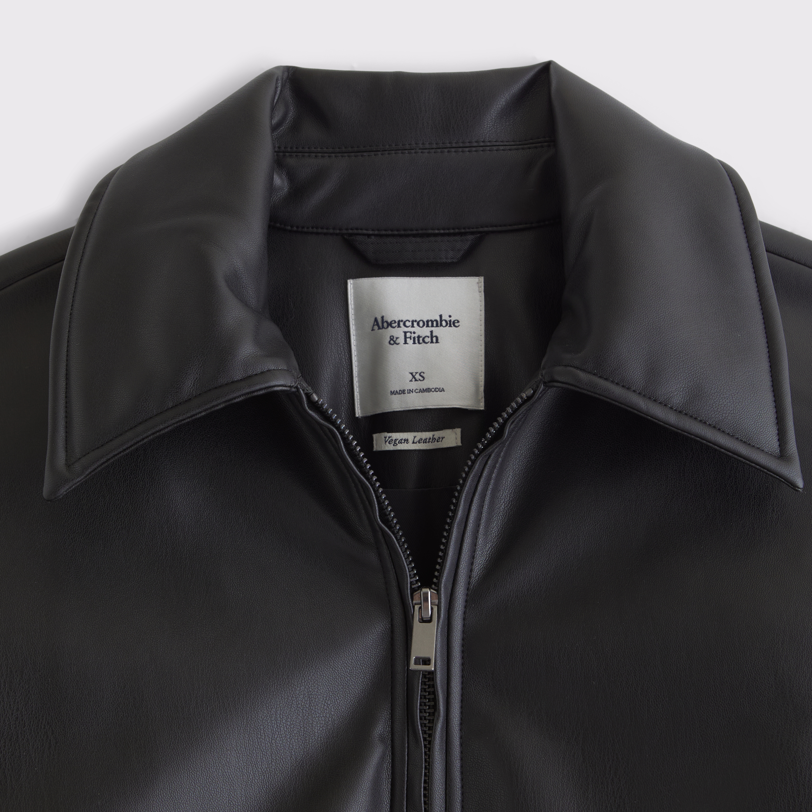 Abercrombie & Fitch Vegan Leather Bubble Hem Coat In Black