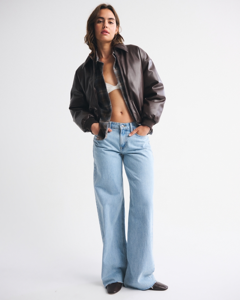 Vegan Leather Bubble Hem Coat