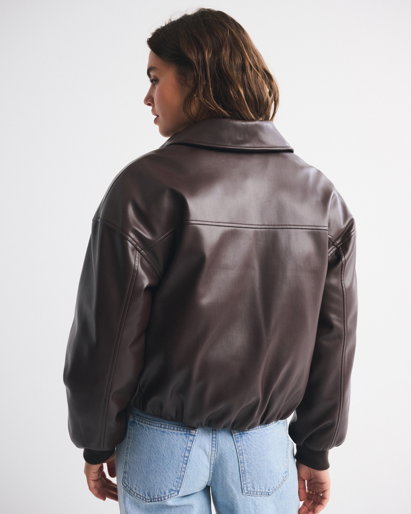 Vegan Leather Bubble Hem Coat