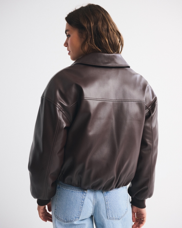 Vegan Leather Bubble Hem Coat