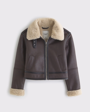 Short Vegan Leather Shearling Coat from Abercrombie & Fitch - $129.99