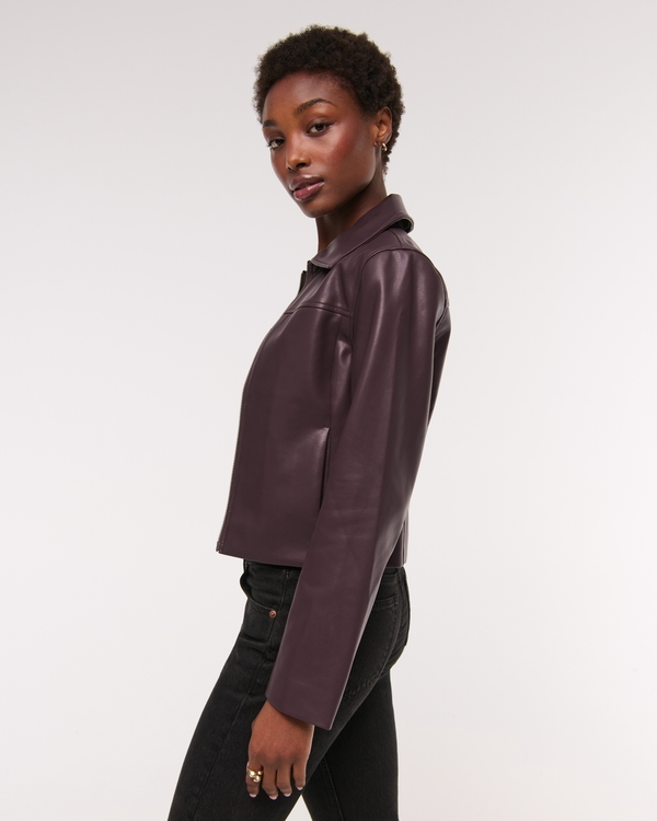 Slim Zip Vegan Leather Jacket