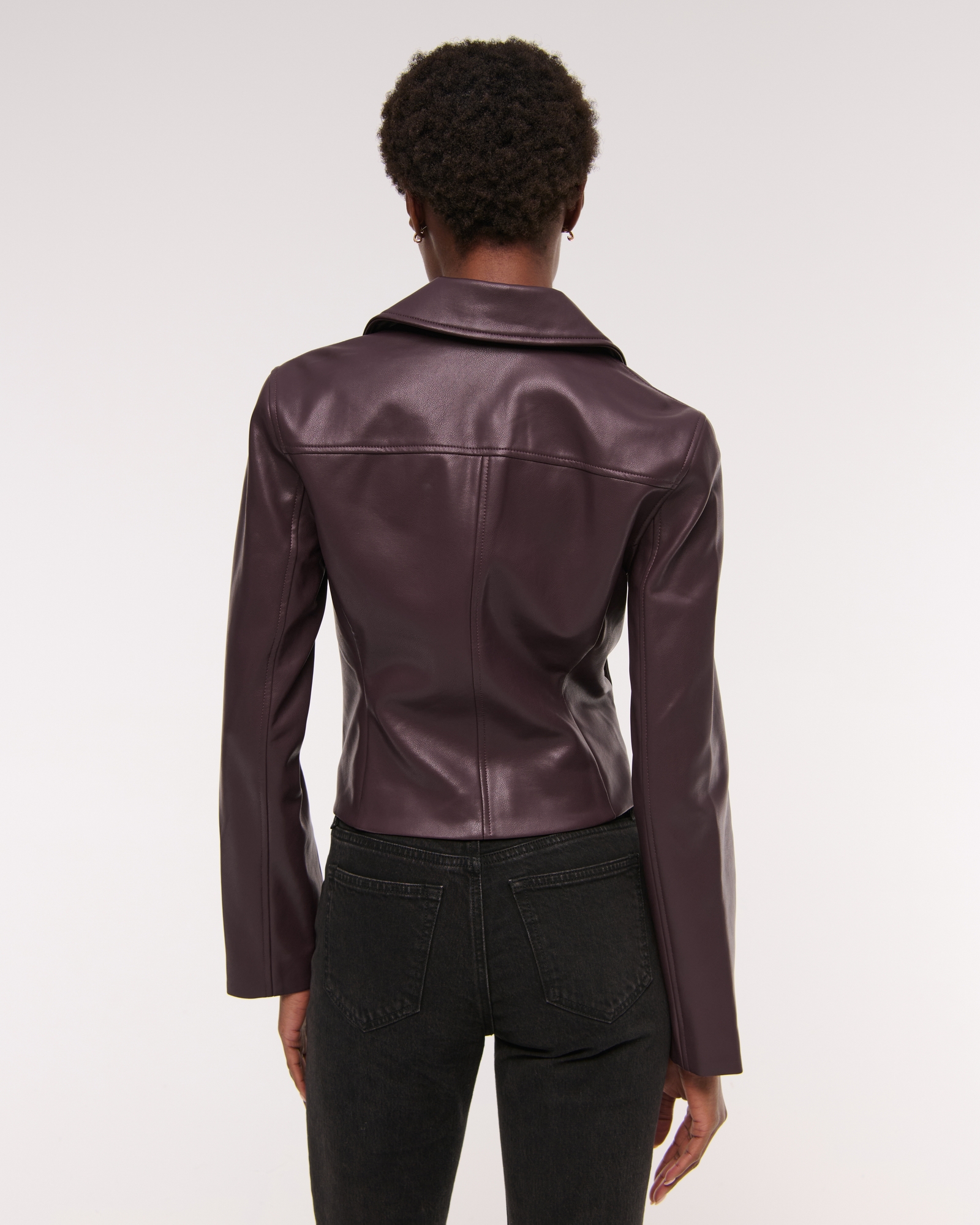 Slim Zip Vegan Leather Jacket