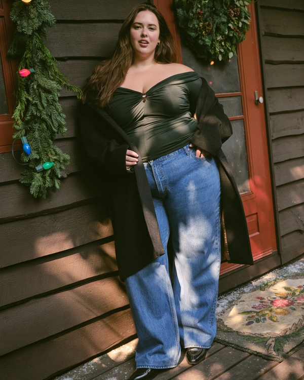 Wool-Blend Tailored Topcoat, Black view 1