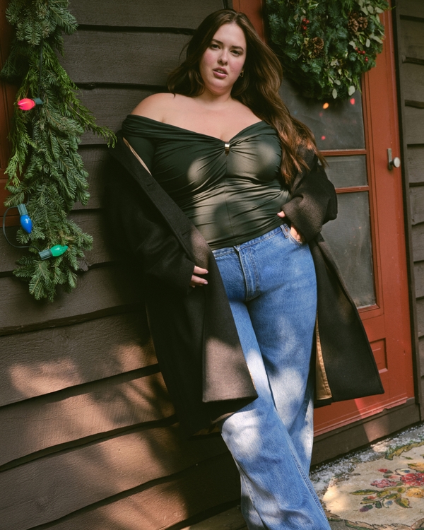 Wool-Blend Tailored Topcoat, Black view 2