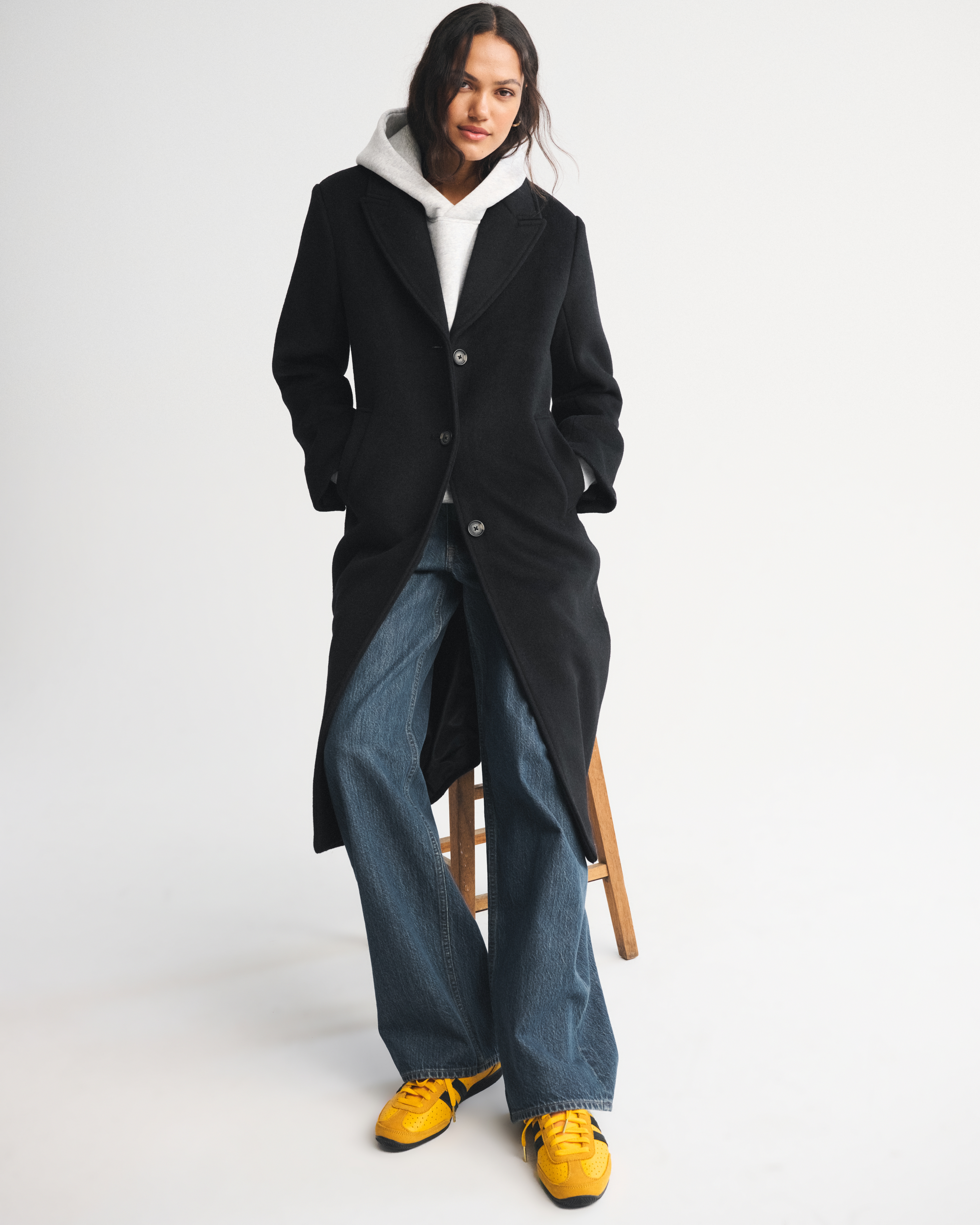 Abercrombie & Fitch Wool-blend Tailored Topcoat In Black