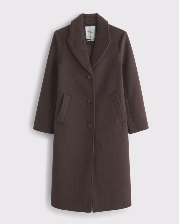 Wool-Blend Tailored Topcoat, Dark Coffee view 1