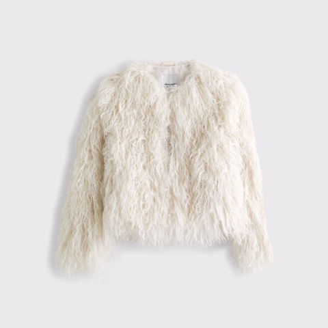 Женские куртки Abercrombie & Fitch Collarless Short Faux Fur Coat