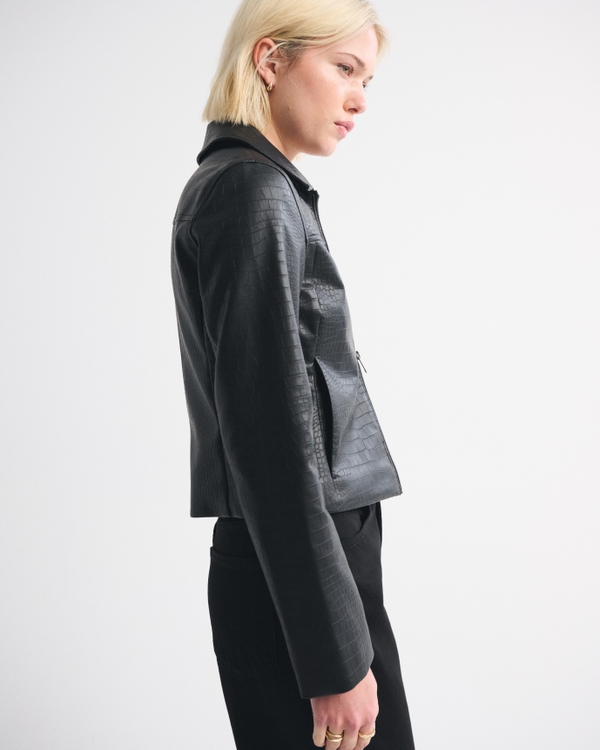 Slim Zip Vegan Leather Jacket