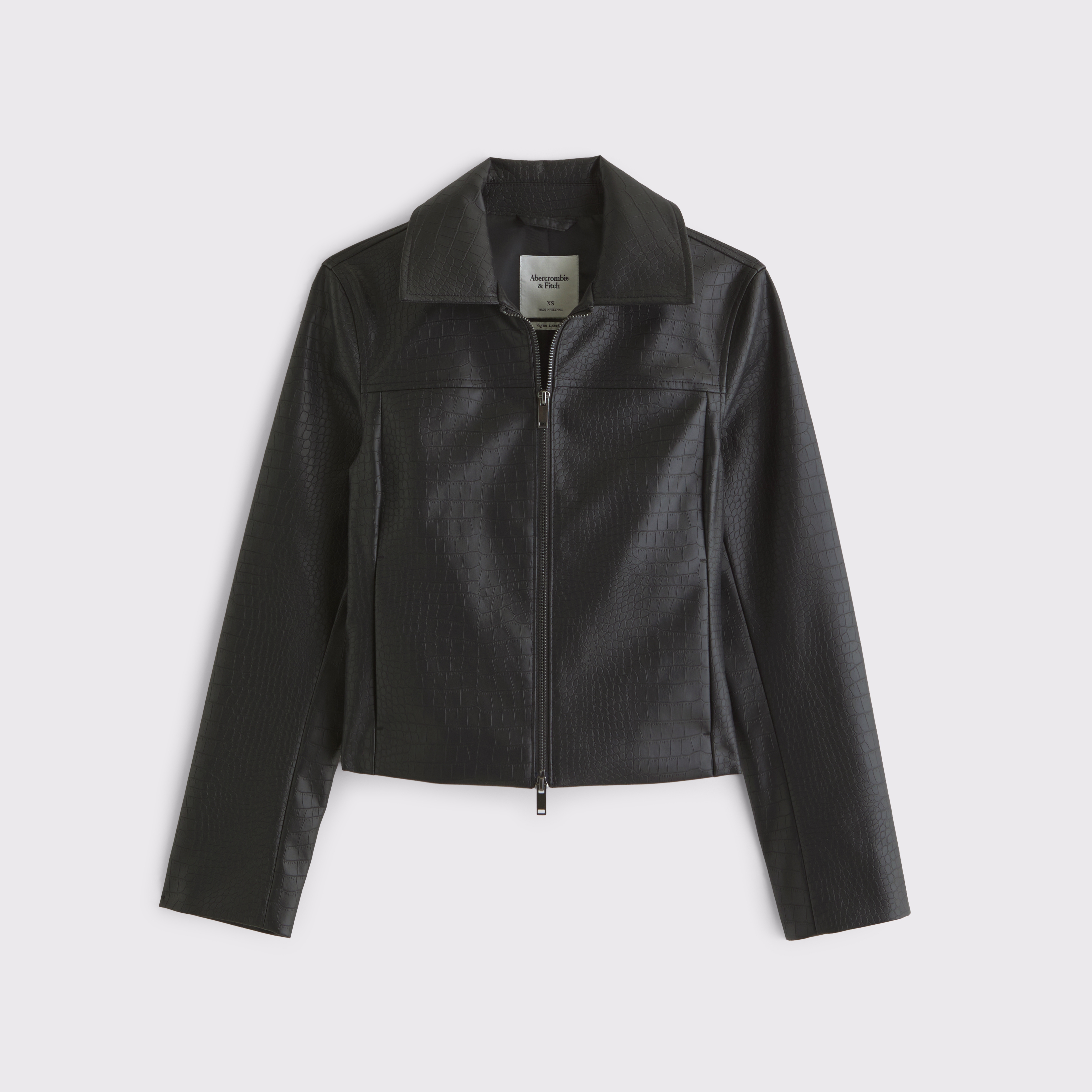 Женская куртка Abercrombie & Fitch Slim Zip Vegan Suede, цвет: Чёрный