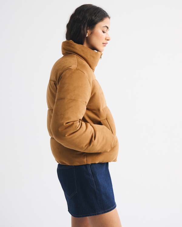 Vegan Suede Short Puffer