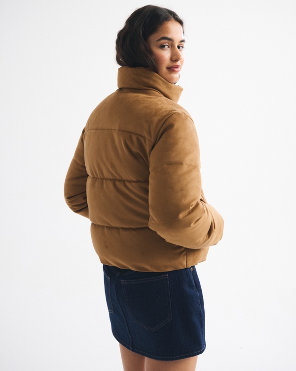 Vegan Suede Short Puffer