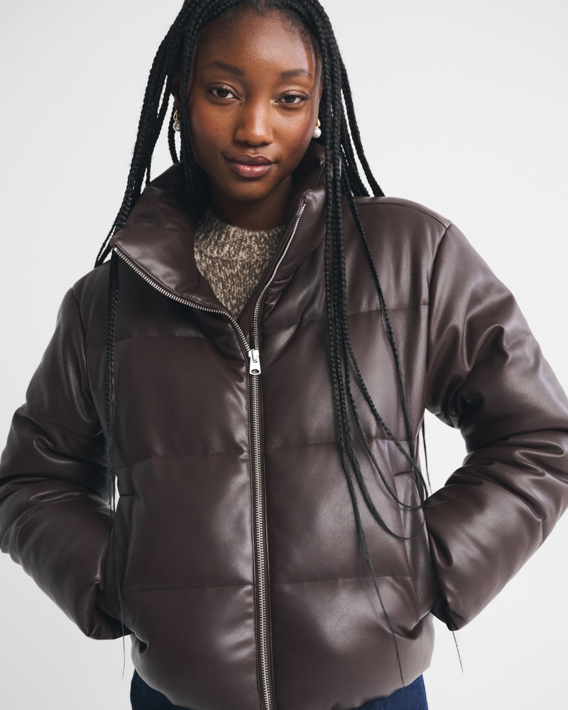 Vegan Leather Short Puffer