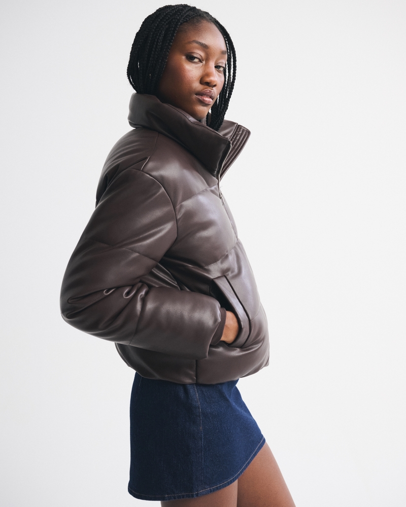 Vegan Leather Short Puffer