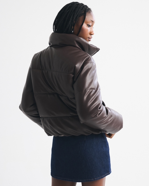 Vegan Leather Short Puffer