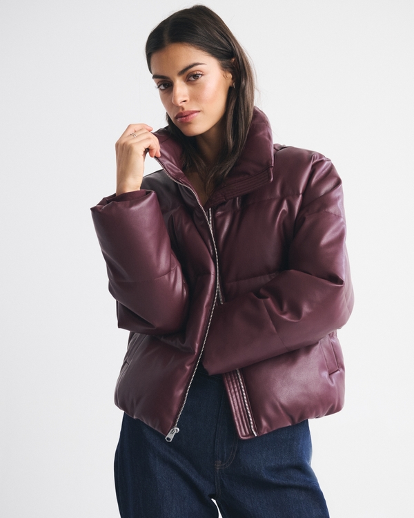 Vegan Leather Short Puffer
