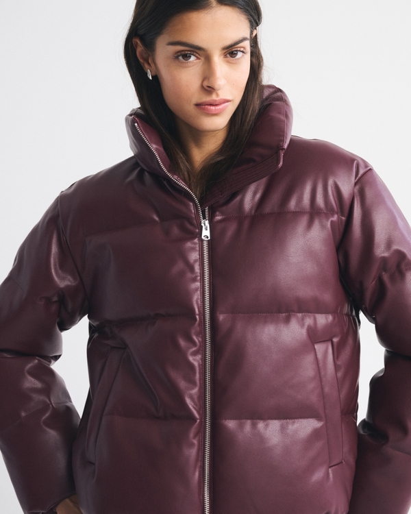 Vegan Leather Short Puffer