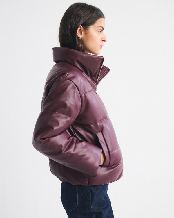 Vegan Leather Short Puffer