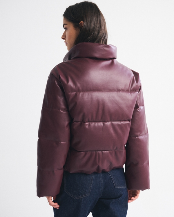 Women's Vegan Leather Short Puffer | Women's Clearance