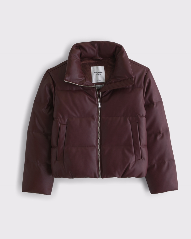 Women's Vegan Leather Short Puffer | Women's Clearance