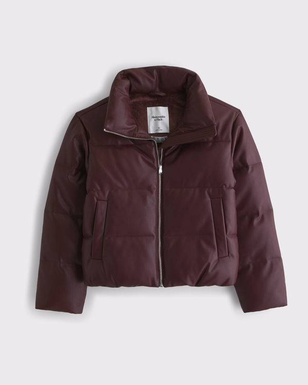 Women's Vegan Leather Short Puffer | Women's Clearance