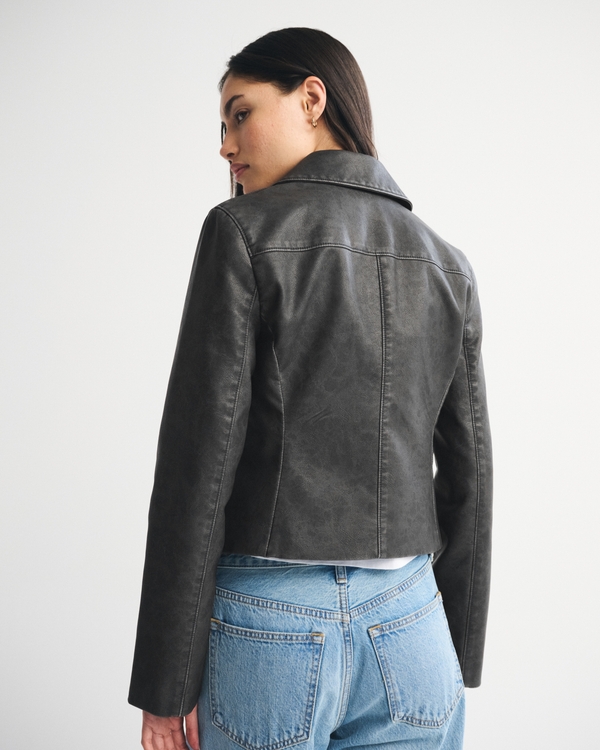 Slim Zip Vegan Leather Jacket