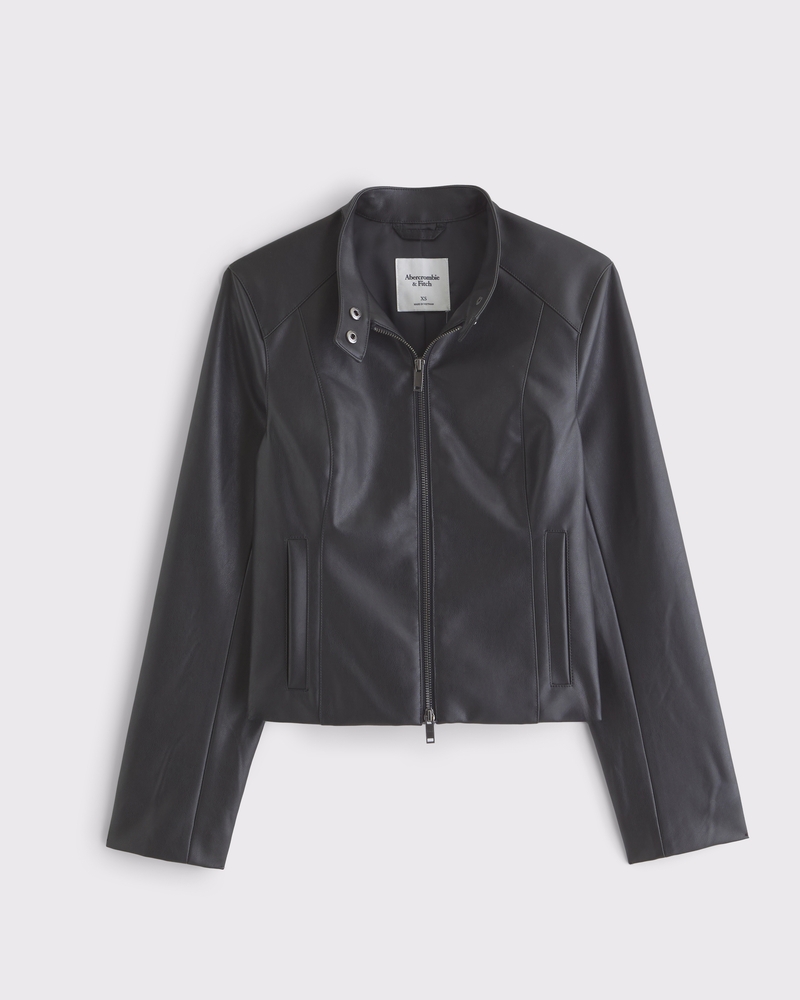 50's Abercrombie & Fitch レザージャケット Women's Slim Vegan Leather Mockneck Jacket | Women's Coats