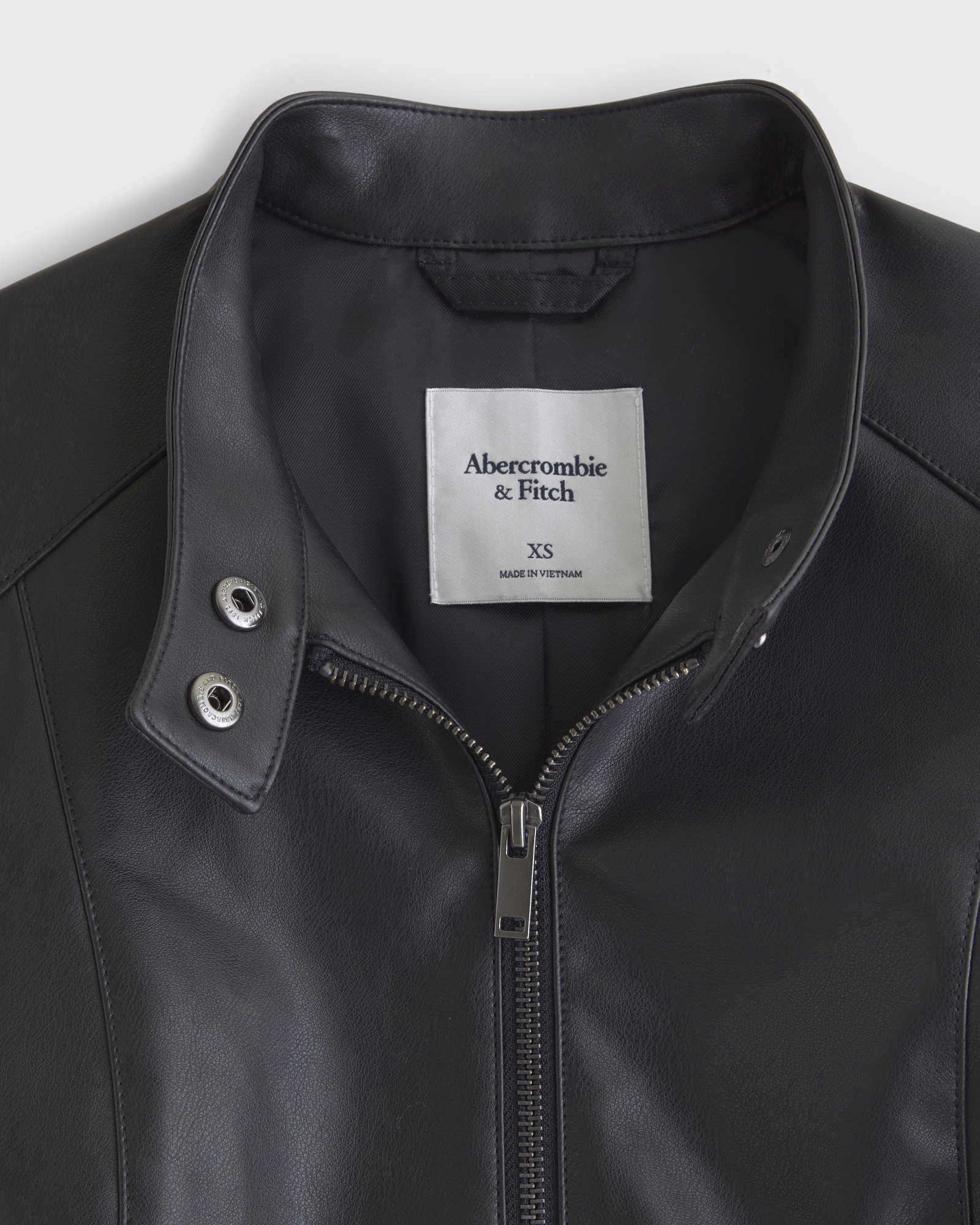 Slim Vegan Leather Mockneck Jacket
