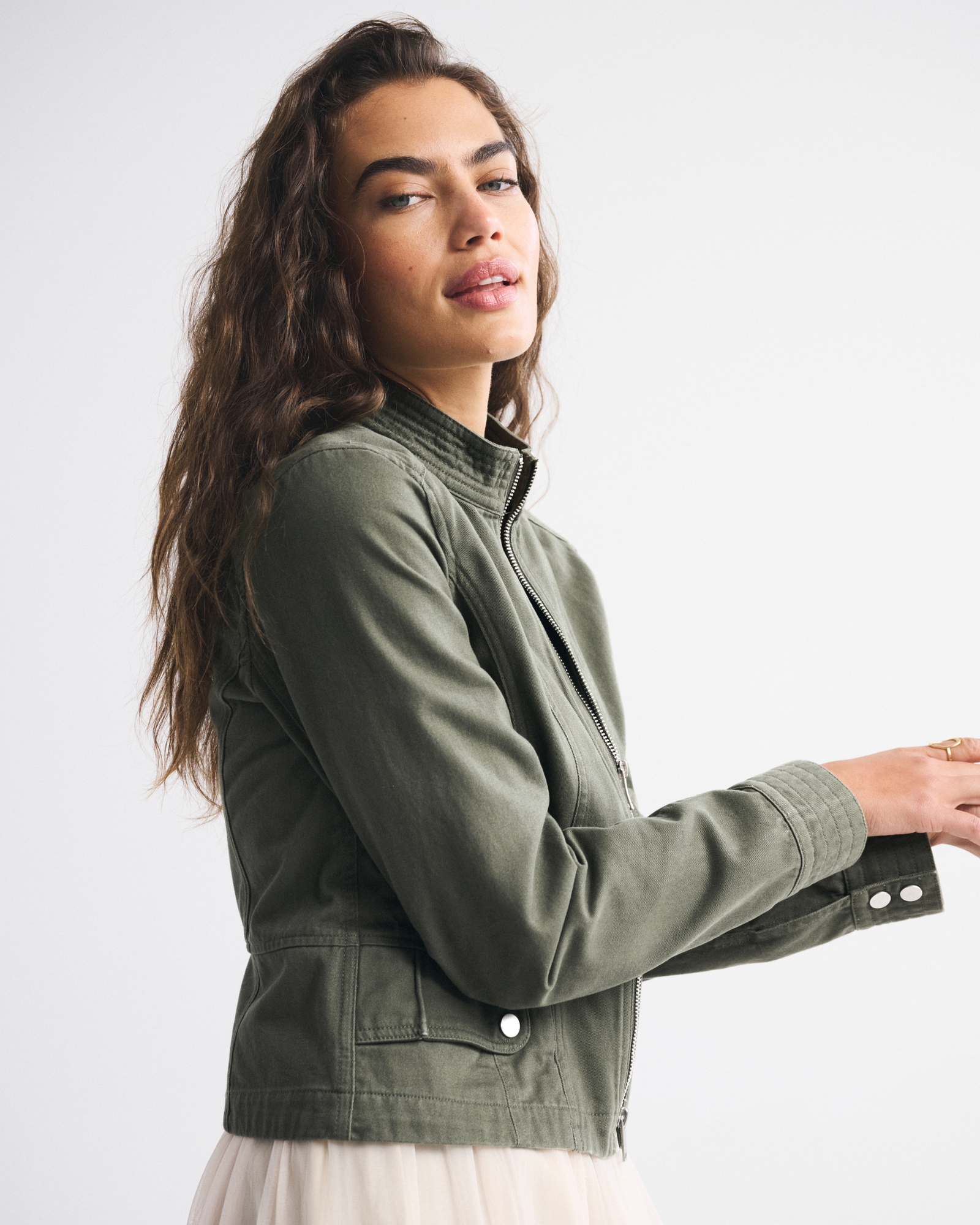 Slim Zip Twill Jacket