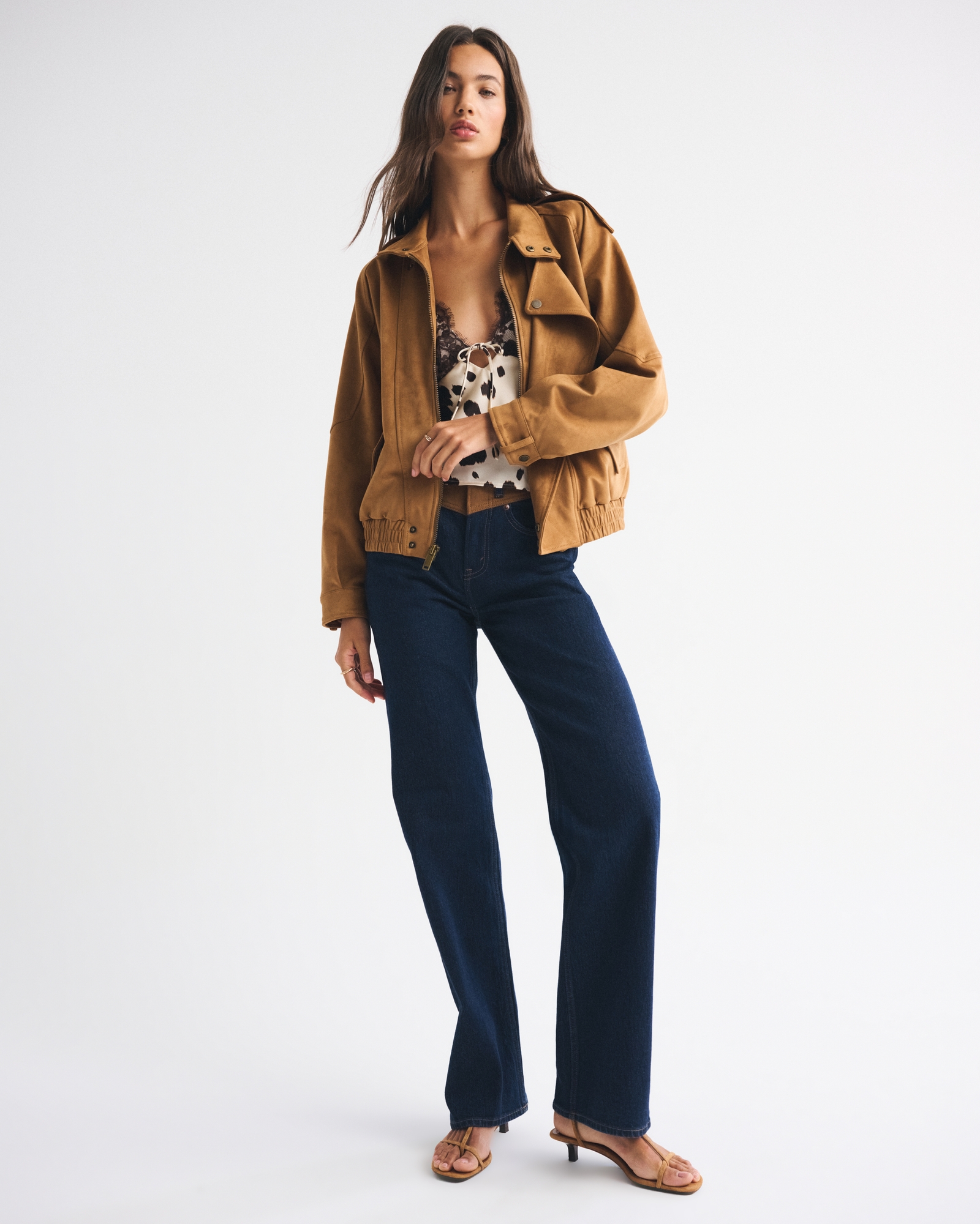 Relaxed Mockneck Vegan Leather Bomber Jacket