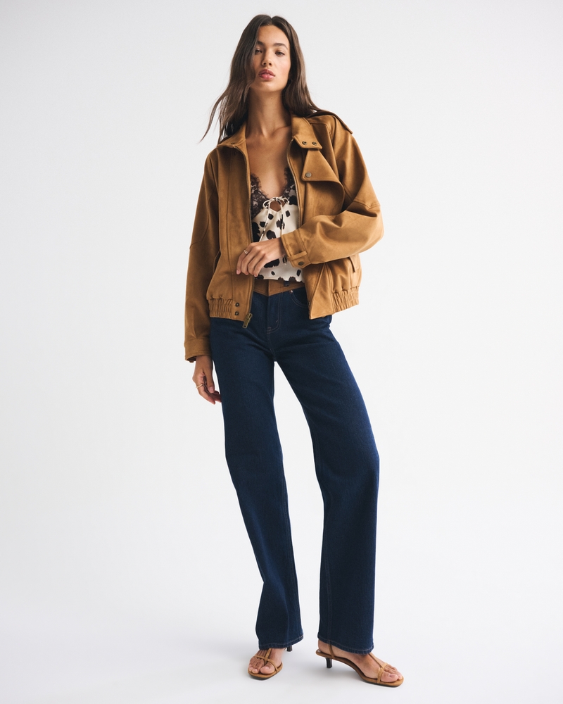 Vegan Suede Bomber Jacket