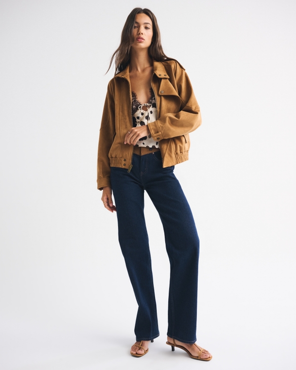 Vegan Suede Bomber Jacket