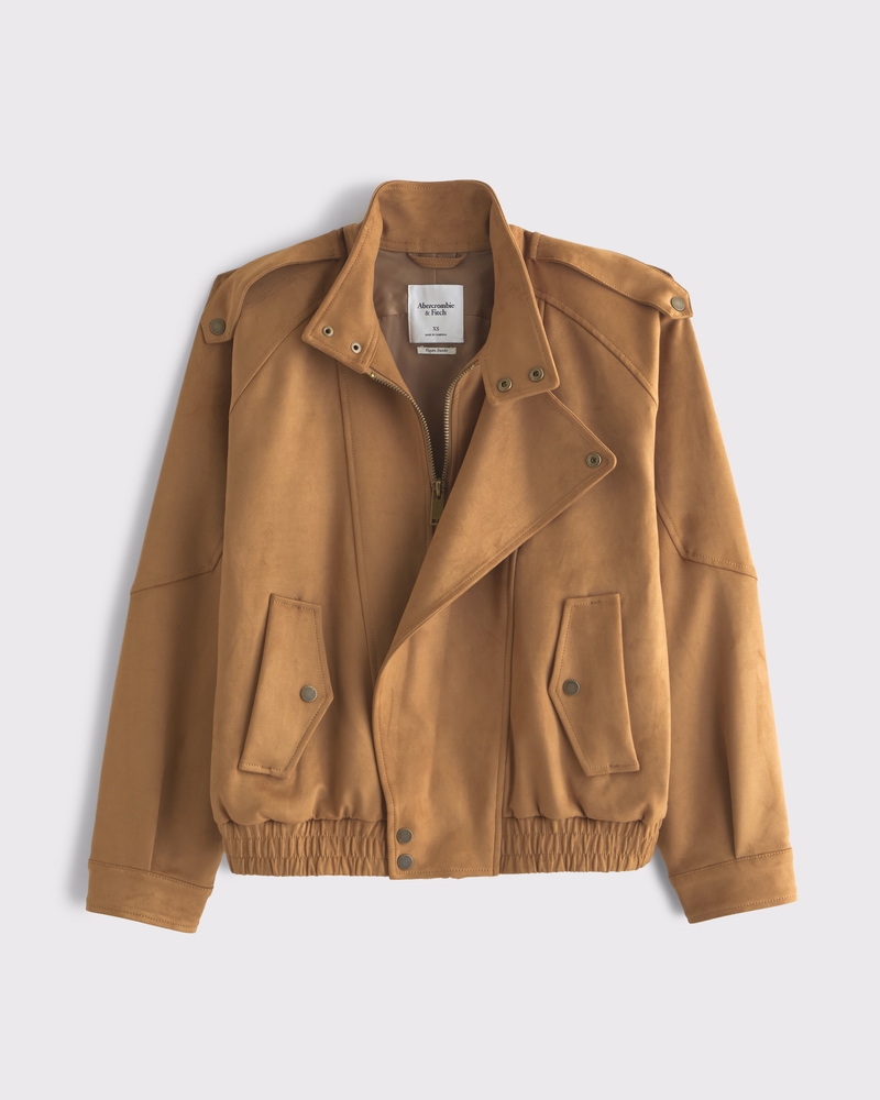 Women's Relaxed Mockneck Vegan Leather Bomber Jacket | Women's