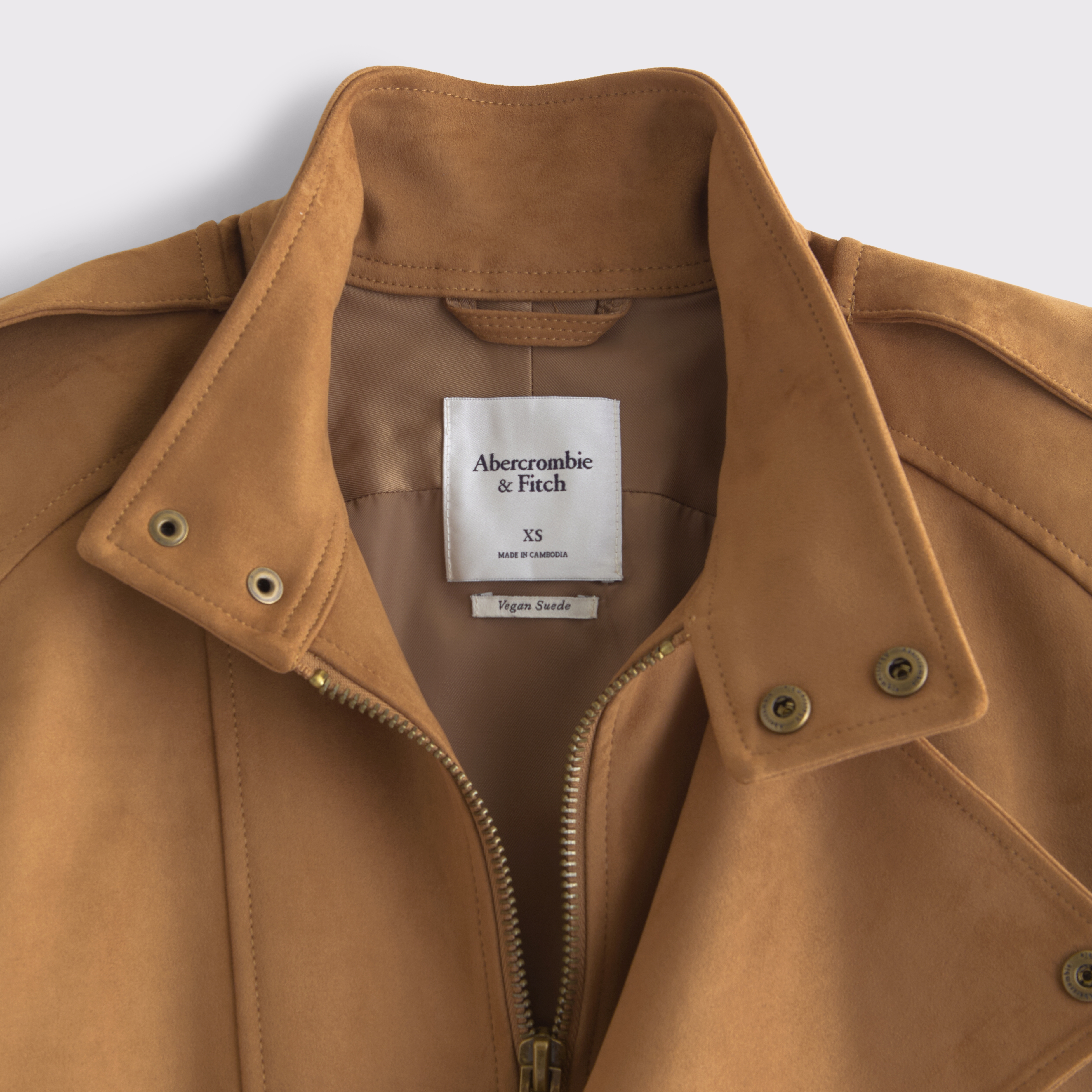Abercrombie & Fitch Vegan Suede Bomber Jacket In Brown
