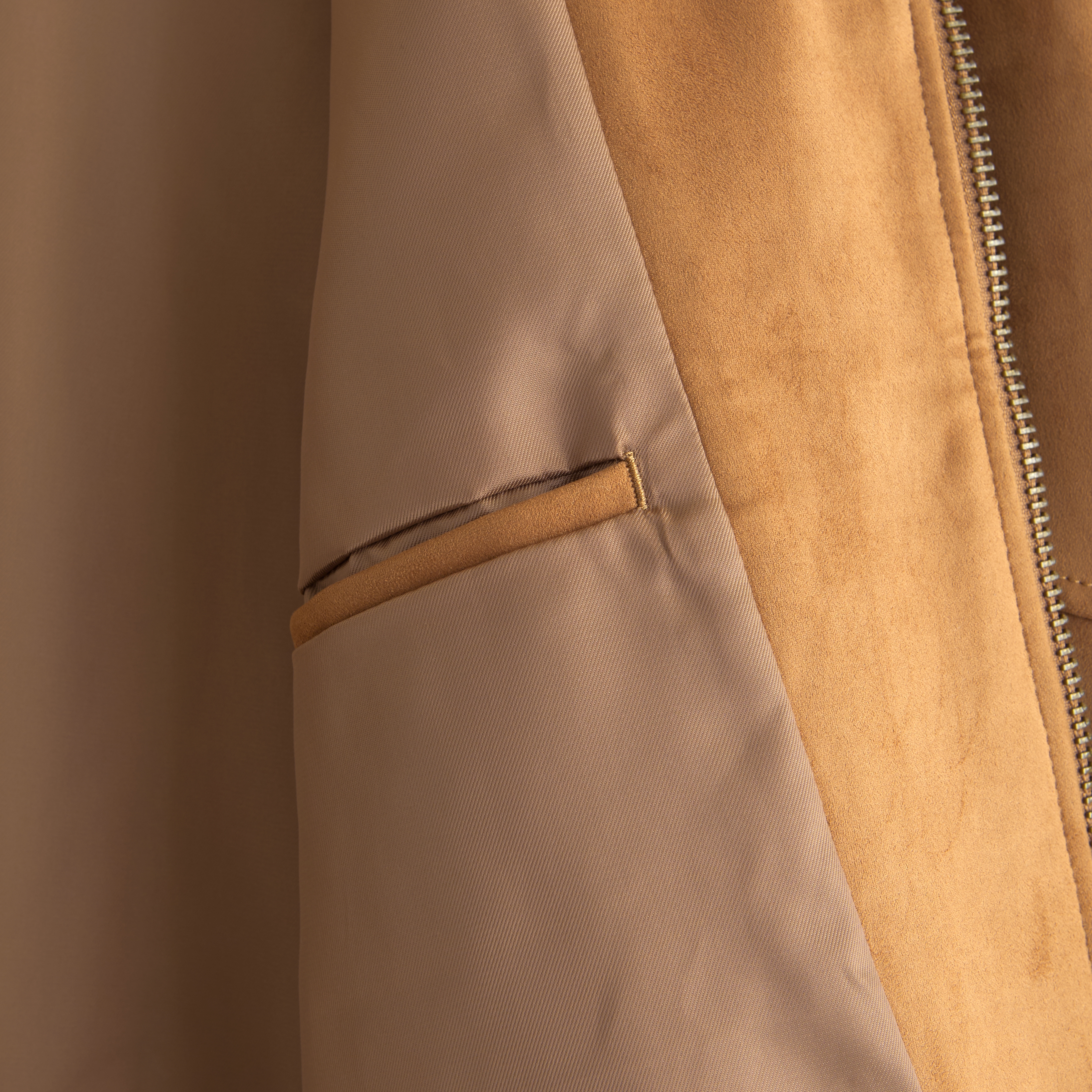 Abercrombie & Fitch Vegan Suede Bomber Jacket In Brown