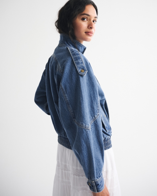 Relaxed Denim Bomber Jacket